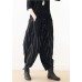 2021 Spring New Black Grey Striped High Waist Pants