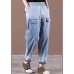 Modern Light Blue Trousers Thin Spring Pockets Sewing Casual Pants