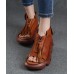 Brown zippered Flat Sandals Platform Walking Sandals