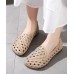 Casual Hollow Out Flat Feet Shoes Khaki Cowhide Leather Embossed Flats Shoes