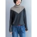 Pullover gray knit tops plus size high neck Sweater Blouse