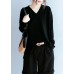 Elegant black clothes For Women v neck side open fall blouse