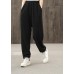 Ladies autumn art black elastic waist pocket casual pants