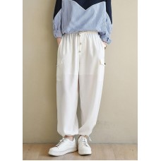 Unique White High Waist Chiffon Spring Pants