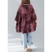 Bohemian v neck linen cotton summerclothes red prints Dresses shirts