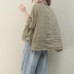 Chic lapel pockets linen shirts women Christmas Gifts khaki blouse