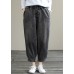 Modern Spring Wide Leg Pants Trendy Plus Size Denim Gray Sewing Elastic Waist Pockets Jeans