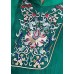 Style Green Stand Collar button Embroideried Chiffon Top Half Sleeve