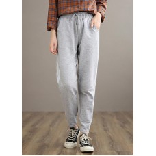 Loose Spring Wild Pants Clothing Light Gray Gifts Elastic Waist Women Pants