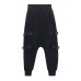 Spring Comfy Cotton Black Pockets Harem Pants