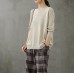 Diy o neck linen fall tops women Cotton beige top