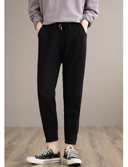 Organic Black Pants Plus Size Clothing Spring Elastic Waist Gifts Casual Pants