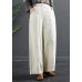 Retro Semi Elastic Waist Wide Leg Pants Women's New Spring Casual Hemp Color Pants