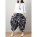 Art Black White Print Wide Leg Cotton Linen Pants Summer