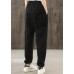 Ladies autumn art black elastic waist pocket casual pants