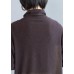 Cozy chocolate knitted t shirt high neck trendy plus size knit sweat tops