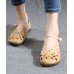 Cowhide Chocolate Leather Flat Shoes For Women Hollow Out Flat Shoes