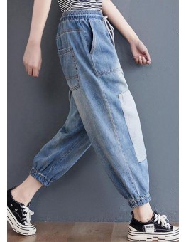 Elegant Blue pockets jeans Summer Cotton Pants