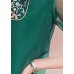 Style Green Stand Collar button Embroideried Chiffon Top Half Sleeve