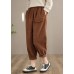 Italian Chocolate Casual Spring Elastic Waist Pockets Wide Leg Pants