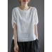 Bohemian White O-Neck Hollow Out Summer Retro Half Sleeve Top