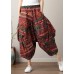 Art Black White Print Wide Leg Cotton Linen Pants Summer