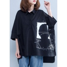 Handmade lapel cotton tunic plus size Fashion Ideas black box blouses Summer