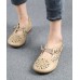 Beige Flats Hollow Out Cross Strap Flat Feet Shoes