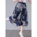 Bohemian Blue Plaid Cinched Summer Cotton Linen Pants