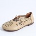 Beige Flats Hollow Out Cross Strap Flat Feet Shoes