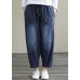 Bohemian Denim Blue High Waist Loose Spring Cinched Work Outfits Wild Trousers