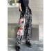 Plus Size Black Graphic High Waist Wide Leg Pants