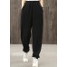 Ladies autumn art black elastic waist pocket casual pants