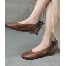 Casual Chocolate Gladiator Flat Shoes Genuine Leather