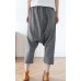 Plus Size Grey Asymmetrical Design Pockets Cotton Crop Pants