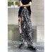 Plus Size Black Graphic High Waist Wide Leg Pants