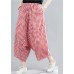 Casual Red Plaid Large Women's Elastic Waist Pants