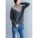 Pullover gray knit tops plus size high neck Sweater Blouse