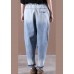 Modern Light Blue Trousers Thin Spring Pockets Sewing Casual Pants