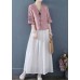 Fashion Pink Embroideried Button Shirts Half Sleeve