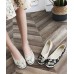 Black Print Linen Fabric Stylish Splicing Flats