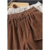 Italian Chocolate Casual Spring Elastic Waist Pockets Wide Leg Pants